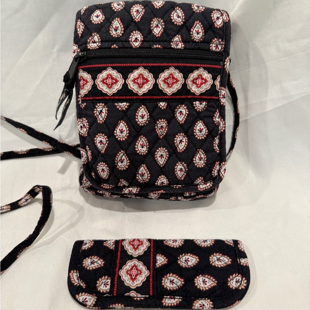 Vera Bradley Mini Hipster Crossbody & Eye Case in Vintage Classic Black Pattern